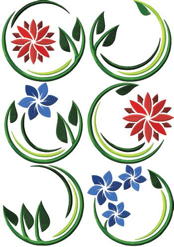 Advanced Embroidery Designs - Art Nouveau Flower Motif Set