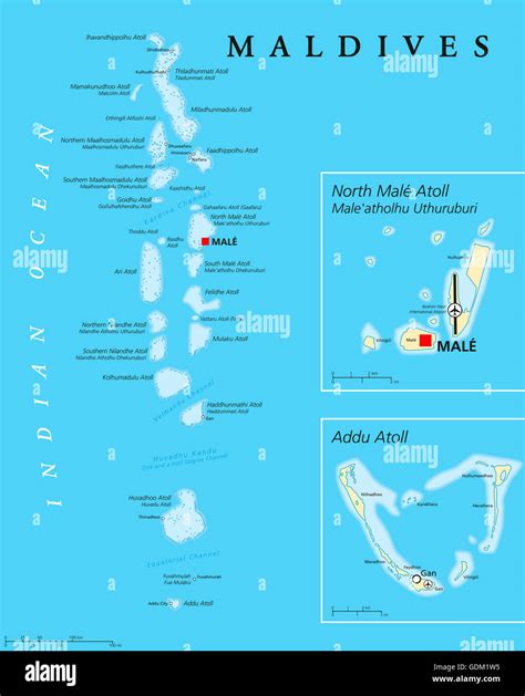 Maldives political map with capital Male on Kings Island and Stock ...