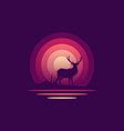 Deer silhouette sunset logo design inspiration Vector Image