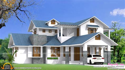 Kerala home design and floor plans: Beautiful blue roof house plan