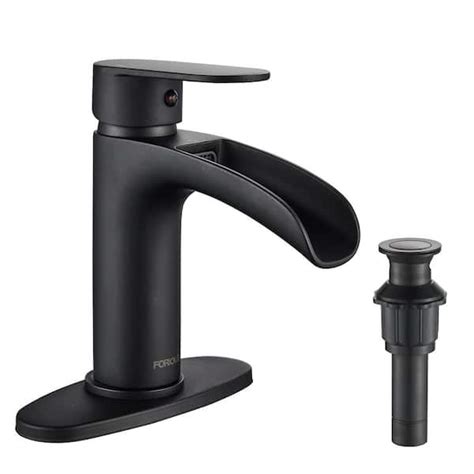 FORIOUS Waterfall Single Handle Bathroom Faucet with Metal Pop-Up Drain ...