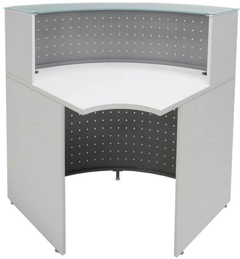 Small White Curved Reception Desk