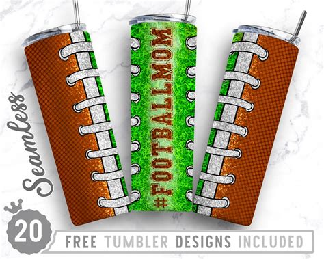 20oz Skinny Tumbler Design Sublimation Template American Football ...