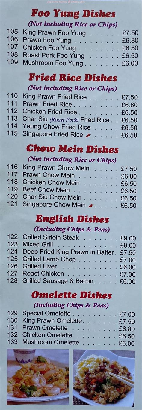 Menu at The Imperial Palace restaurant, Holyhead