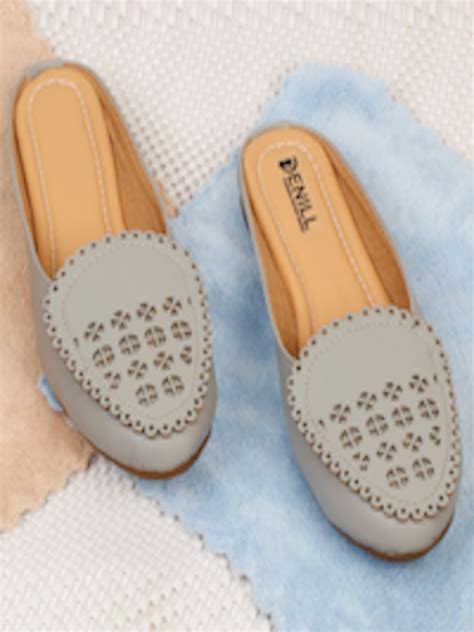 Buy Denill Women Grey Mules Flats - Flats for Women 16356264 | Myntra