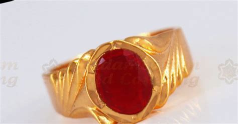 Rasi Kal Mothiram Red Stone Impon Gold Rings Collections Daily Wear FR1190