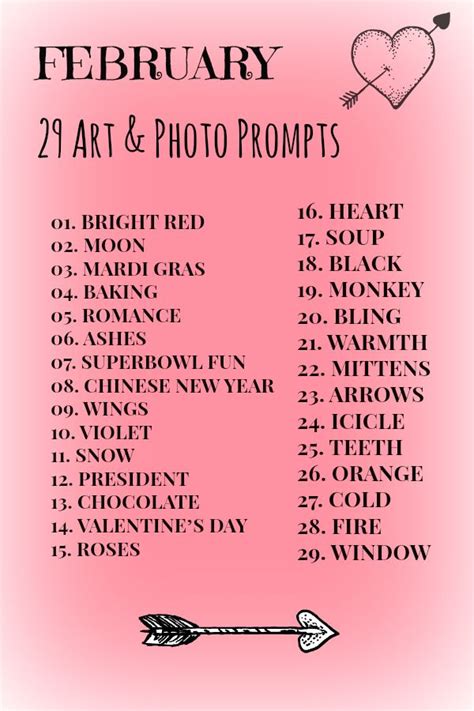 29 Art, Photo, or Journaling prompts for February. | Art journal ...