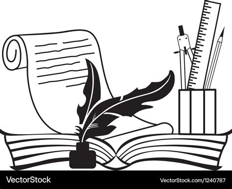 Book and pen Royalty Free Vector Image - VectorStock