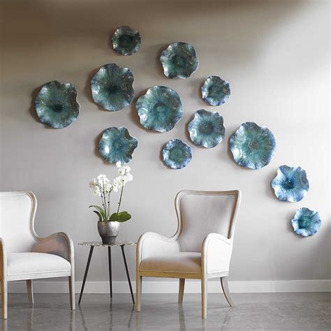 Abella Ceramic Wall Decor, Aqua, S/3 | Uttermost