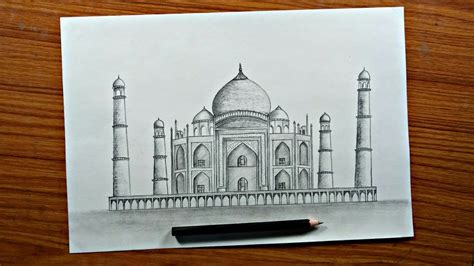 How to draw Taj mahal easy and step by step for kids and beginner's | tajmahal sketch drawing ...