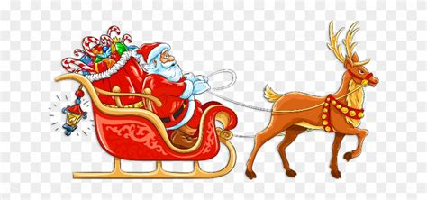 Santa Claus With Reindeer Clipart - Santa Claus With Sleigh - Free ...