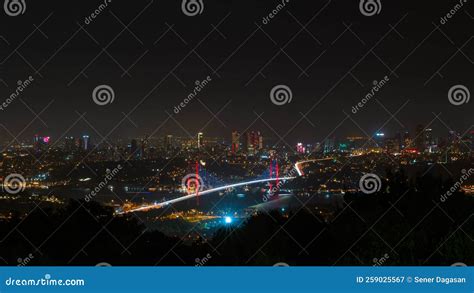 Istanbul Night Skyline. Bosphorus Bridge and Cityscape of Istanbul ...