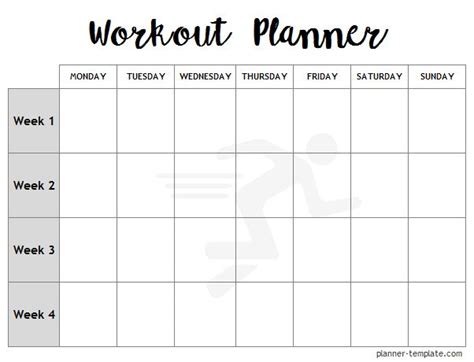 Printable Workout Schedule Template | Daily Weekly MonthlyExercise Log | Workout plan template ...