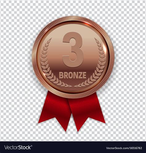 Champion art bronze medal with red ribbon icon Vector Image