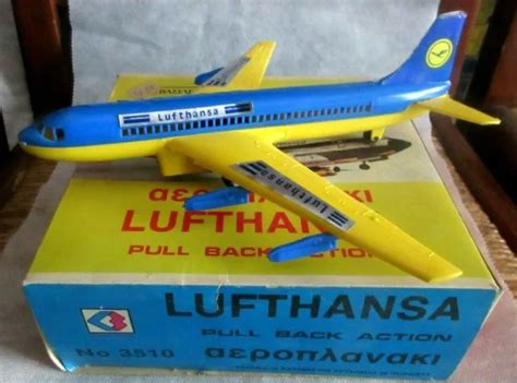 VINTAGE RARE GREEK AMAZING PLASTIC LUFTHANSA BOEING 747 FROM 70s MIB $120.00 - PicClick