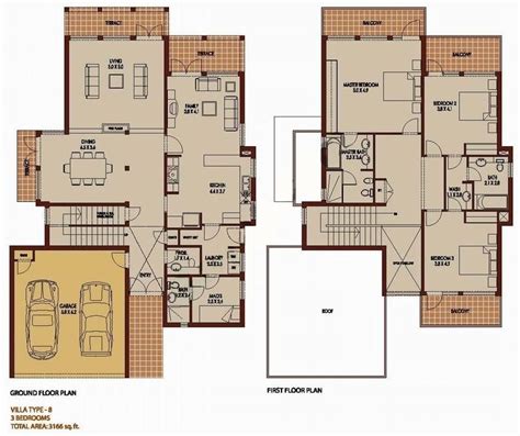 3 Bedroom 3166 sq ft - Saheel - Arabian Ranches - Dubai Floor Plans | Floor plans, Duplex house ...