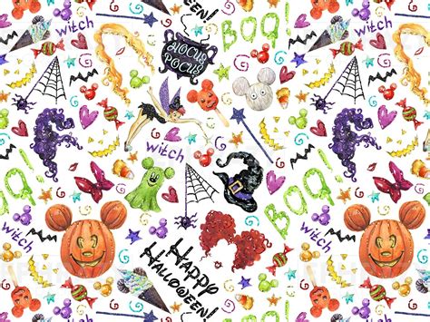 Disney Halloween Mickey Sanderson Sisters Pumpkin Seamless Pattern ...