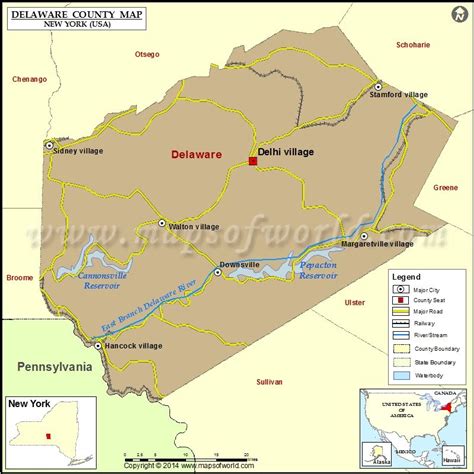 Delaware County Map, New York | Delaware county, County map, Map of delaware