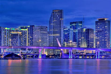 Miami City Downtown Skyline Panoramic HDR Photo After Sunset form Watson Island | HDR ...