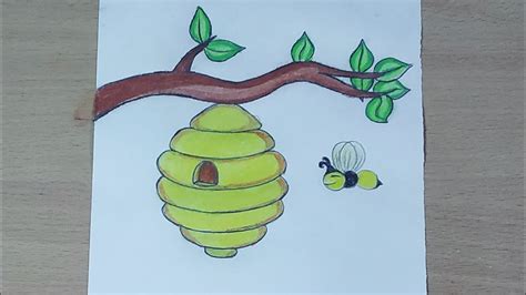 How to draw a beehive with a bee // very easy // step by step // easy ...