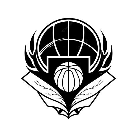 Premium Vector | Basketball logo design black and white hand drawn illustration