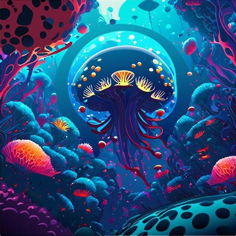 Premium Vector | Bioluminescent jellyfish dreams in graphic art