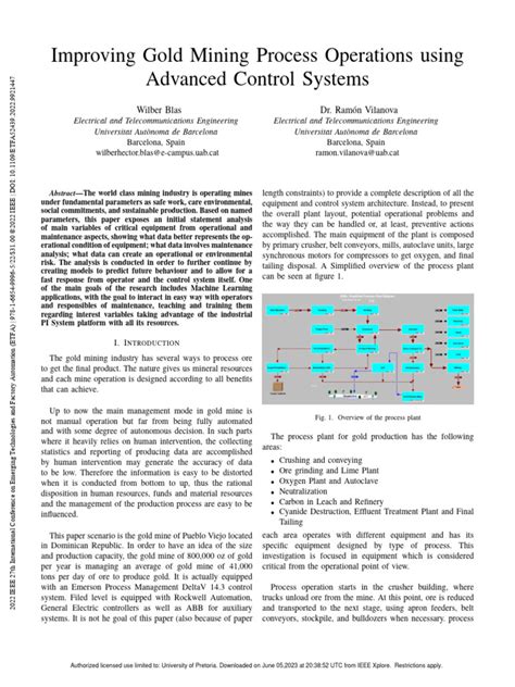 Improving Gold Mining Process Operations Using Advanced Control Systems ...