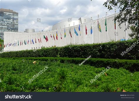 Row International Flags United Nations Headquarters Stock Photo ...