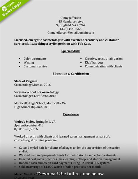 Beautician Resume Skills And Samples | Mt Home Arts