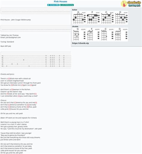 Chord: Pink Houses - tab, song lyric, sheet, guitar, ukulele | chords.vip