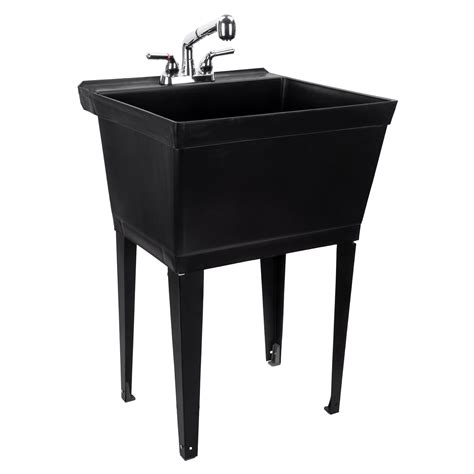 19 Gallon Black Utility Sink with Pull-Out Abs Plastic Chrome Faucet 6000BLK - Walmart.com