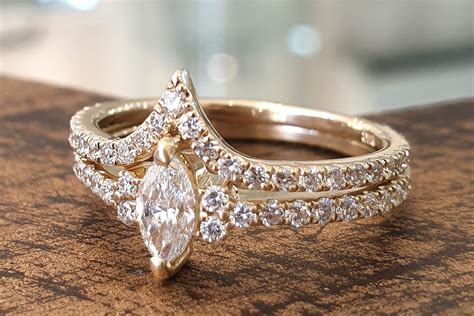 Wedding Ring Set Marquise Diamond 14k Yellow Gold Matching - Etsy | Engagement rings wedding ...