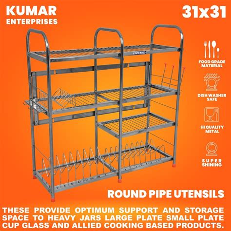 KUMAR ENTERPRISES Utensils Stainless Steel Kitchen Rack Dish Rack Round Pipe Rack at Rs 200/kg ...