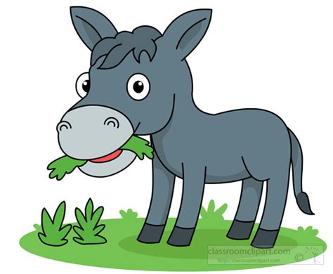 Donkey Clipart Clipart- donkey-eating-grass - Classroom Clipart