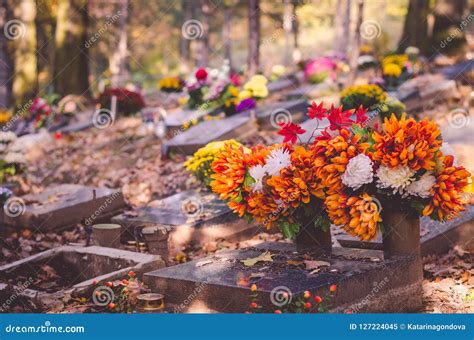 All Saints Day in the Cemetery Stock Image - Image of faith, memorial: 127224045