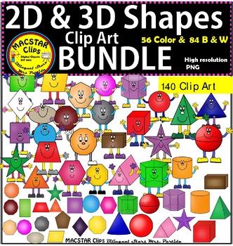 2D & 3D Shapes Clip Art Bundle by Bilingual Stars Mrs Partida | TpT
