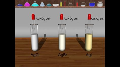 TEST FOR HALIDE IONS (Chloride, Bromide and Iodide ions) 3-D animation - YouTube