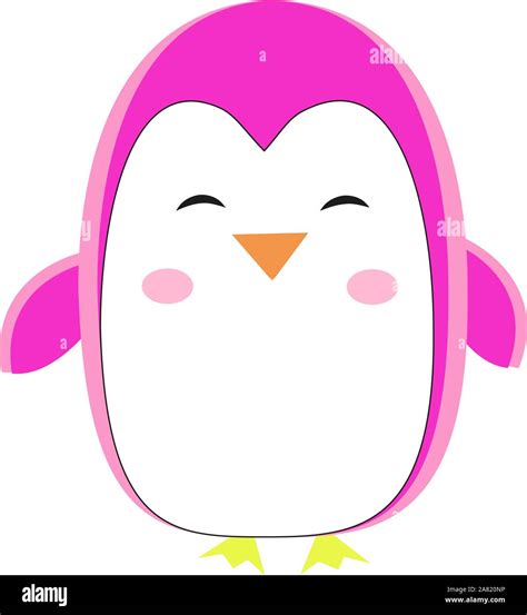 Pink penguin, illustration, vector on white background Stock Vector ...