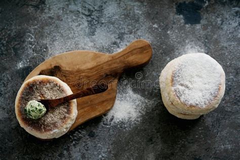 Traditional Portuguese Flat Circular Bread Bolo Do Caco Stock Photo - Image of butter, spoon ...