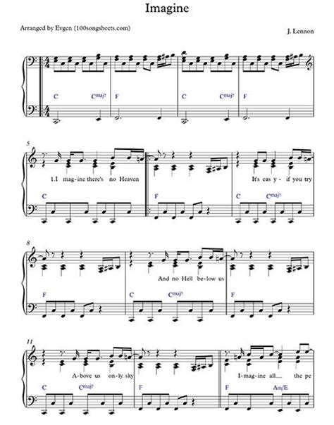 Imagine - The Beatles free sheet music | Musique piano, Piano, Musique