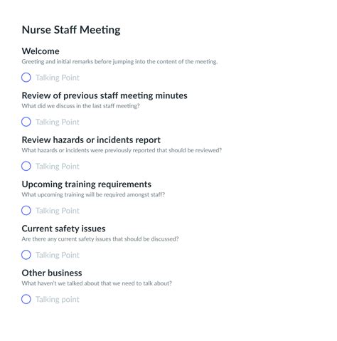 Nursing Meeting Agenda FREE Template