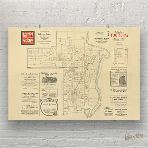 Municipality of Footscray Vintage Map 1921 — Historic Prints & Vintage ...