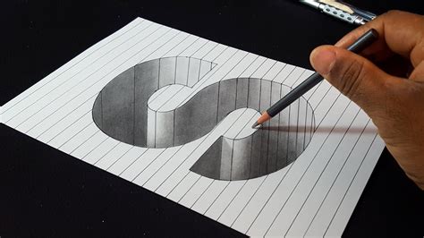 How to Draw 3D Letter S Hole Shape - Easy 3D Drawings