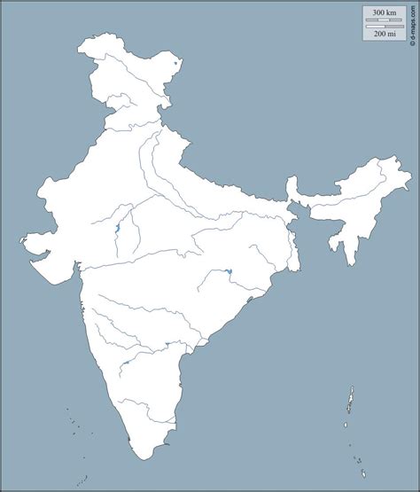 India river map outline - India river outline map (Southern Asia - Asia)