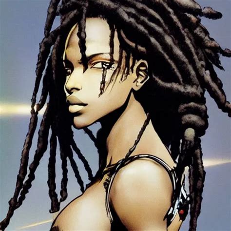 beautiful dark - skinned woman with dreadlocks, yoji | Stable Diffusion