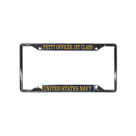 Desert Cactus US Navy Petty Officer 1st Class Enlisted Grades License Plate Frame for Front Back ...