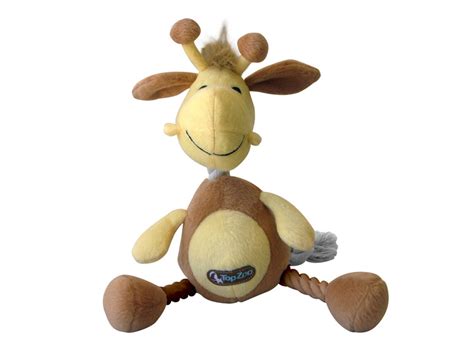 Yellow and brown giraffe plush rope toy for dogs