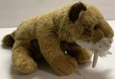 WILD REPUBLIC SMILODON Saber Tooth Tiger Plush Stuffed Animal 11” Brown ...