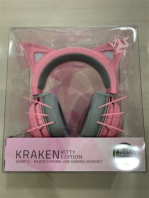 BNIB Razer Kraken Kitty Edition - Razer Chroma USB Gaming Headset (Pink with Cat-Ear), Audio ...