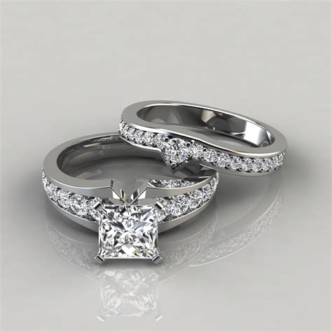 Moissanite Graduated Pave Princess Cut Engagement Ring